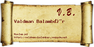 Valdman Balambér névjegykártya